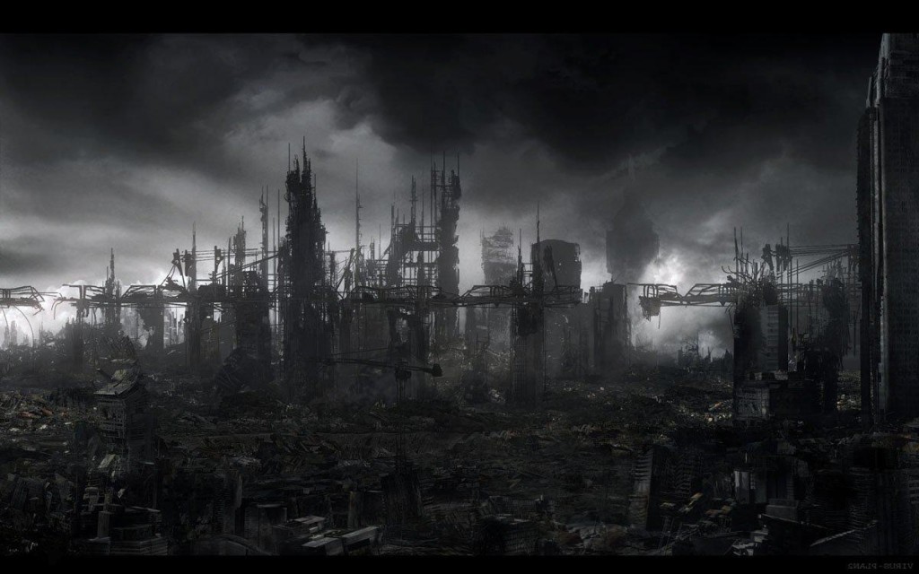 destroyed city